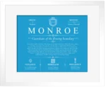 Monroe surname meaning origin and heritage in Blue with White Matte Frame Monroe surname meaning origin and heritage in Blue with White Matte Frame