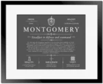 Montgomery surname meaning and heritage in Gray with Black Matte Frame