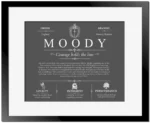 Moody last name history and origin in Gray with Black Matte Frame