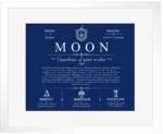 Moon last name history and origin in Deep Blue with White Matte Frame Moon last name history and origin in Deep Blue with White Matte Frame