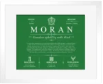 Moran surname meaning origin and heritage in Dark Green with White Matte Frame