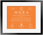 Mora surname meaning origin and heritage in Orange with Black Matte Frame