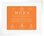 Mora surname meaning origin and heritage in Orange with White Matte Frame