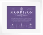 Morrison family name meaning and history in Purple with White Matte Frame