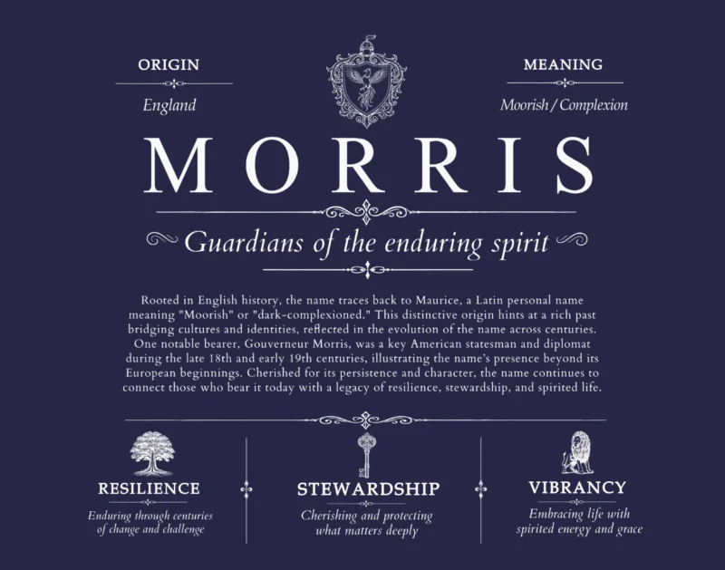 Morris personalized family surname in Navy Blue