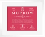 Morrow surname history and family heritage in Red with White Matte Frame