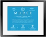 Morse surname origin and history in Blue with Black Matte Frame