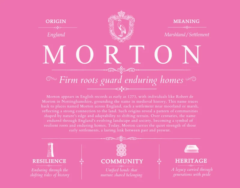Morton family name meaning and origin in Pink