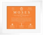 Moses personalized family surname in Orange with White Matte Frame Moses personalized family surname in Orange with White Matte Frame