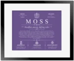 Moss last name history and origin in Purple with Black Matte Frame