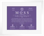 Moss last name history and origin in Purple with White Matte Frame Moss last name history and origin in Purple with White Matte Frame