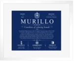 Murillo surname origin and history in Deep Blue with White Matte Frame