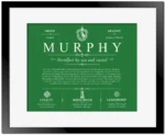Murphy surname meaning origin and heritage in Dark Green with Black Matte Frame