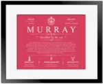Murray last name origin and heritage in Red with Black Matte Frame