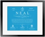 Neal last name origin and heritage in Blue with Black Matte Frame