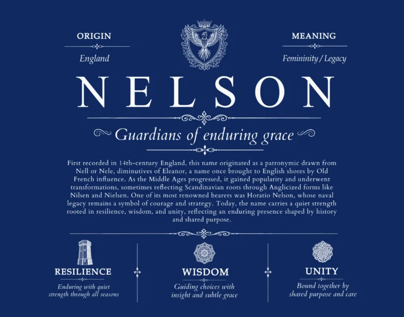 Nelson personalized family surname in Deep Blue