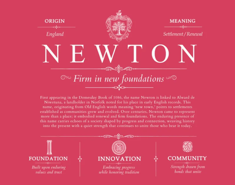 Newton personalized last name meaning in Red