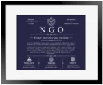Ngo family name meaning and origin in Navy Blue with Black Matte Frame