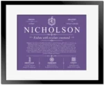 Nicholson personalized last name meaning in Purple with Black Matte Frame