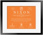 Nixon personalized surname meaning in Orange with Black Matte Frame
