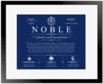 Noble personalized surname meaning in Deep Blue with Black Matte Frame