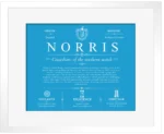 Norris family name heritage in Blue with White Matte Frame Norris family name heritage in Blue with White Matte Frame