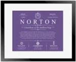Norton last name history and origin in Purple with Black Matte Frame