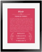 Niav Name Meaning & Origin Gift in Red with Black Matte Frame