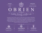 Obrien last name meaning and origin in Purple Obrien last name meaning and origin in Purple