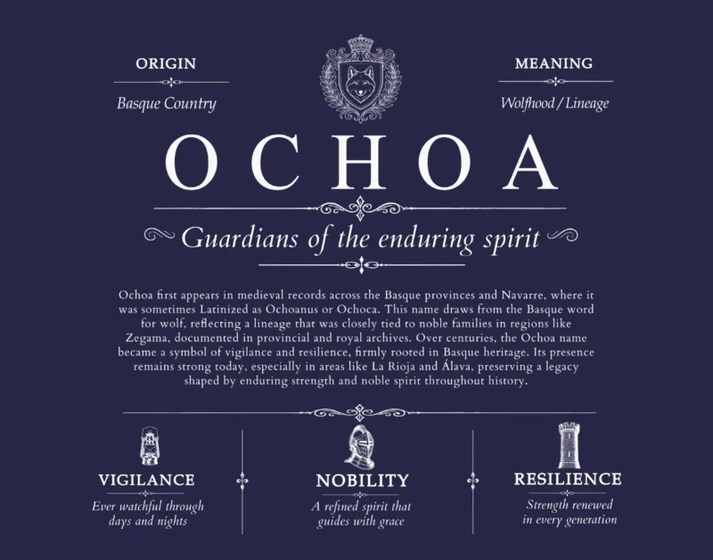 Ochoa last name origin and heritage in Navy Blue