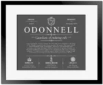 Odonnell surname origin and family heritage in Gray with Black Matte Frame