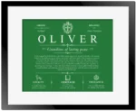 Oliver surname meaning origin and heritage in Dark Green with Black Matte Frame