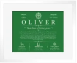 Oliver surname meaning origin and heritage in Dark Green with White Matte Frame Oliver surname meaning origin and heritage in Dark Green with White Matte Frame