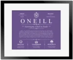 Oneill surname origin and family heritage in Purple with Black Matte Frame
