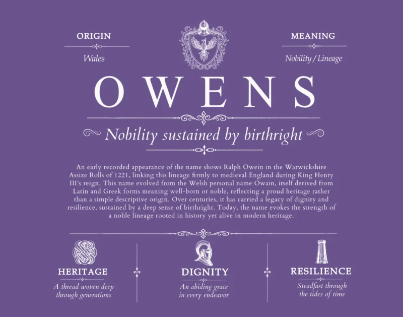 Owens personalized last name meaning in Purple