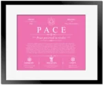 Pace surname meaning and heritage in Pink with Black Matte Frame