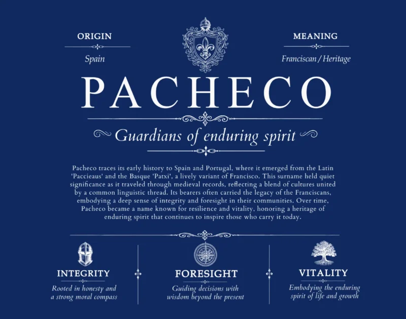 Pacheco personalized last name meaning in Deep Blue