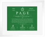 Page surname history and heritage in Dark Green with White Matte Frame Page surname history and heritage in Dark Green with White Matte Frame
