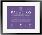 Palacios surname history and family heritage in Purple with Black Matte Frame