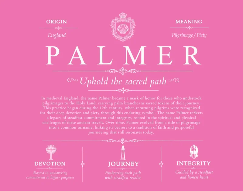 Palmer surname meaning history and origin in Pink