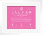 Palmer surname meaning history and origin in Pink with White Matte Frame