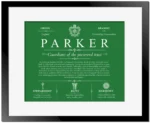 Parker surname heritage and history in Dark Green with Black Matte Frame