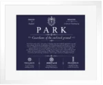 Park family name history in Navy Blue with White Matte Frame Park family name history in Navy Blue with White Matte Frame