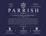 Parrish family name origin and history in Navy Blue