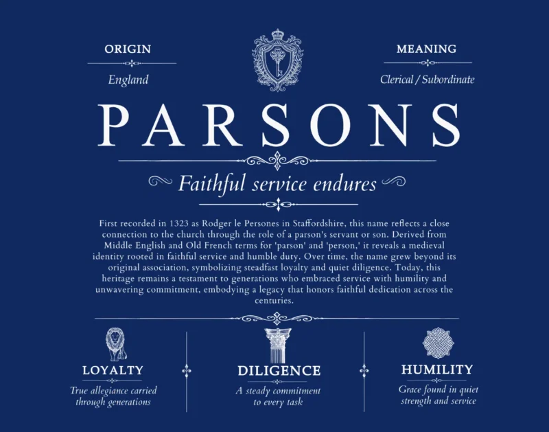 Parsons surname history and family heritage in Deep Blue