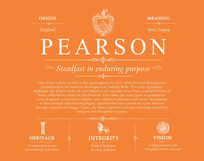 Pearson personalized family surname in Orange