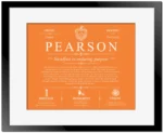 Pearson personalized family surname in Orange with Black Matte Frame
