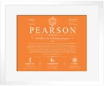 Pearson personalized family surname in Orange with White Matte Frame