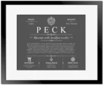 Peck surname origin and family heritage in Gray with Black Matte Frame
