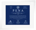 Pena surname history and family heritage in Deep Blue with White Matte Frame